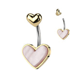 14G Heart Mother of Pearl Belly Button Ring, Simple Belly Ring